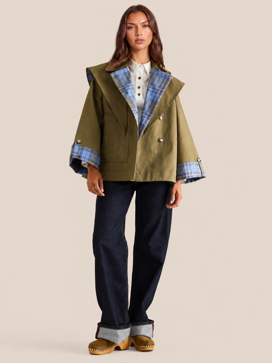 Reversible Plaid Trench Coat
