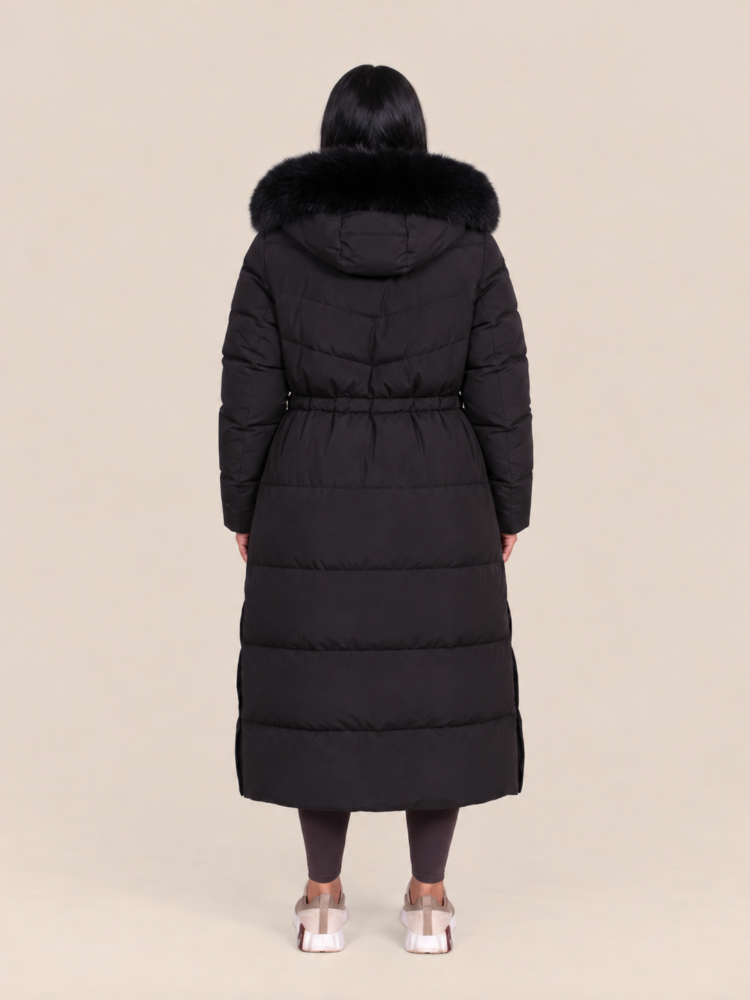 brown quilted winter coat