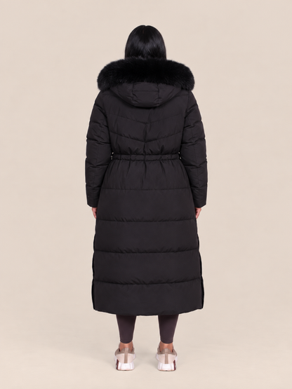 brown quilted winter coat