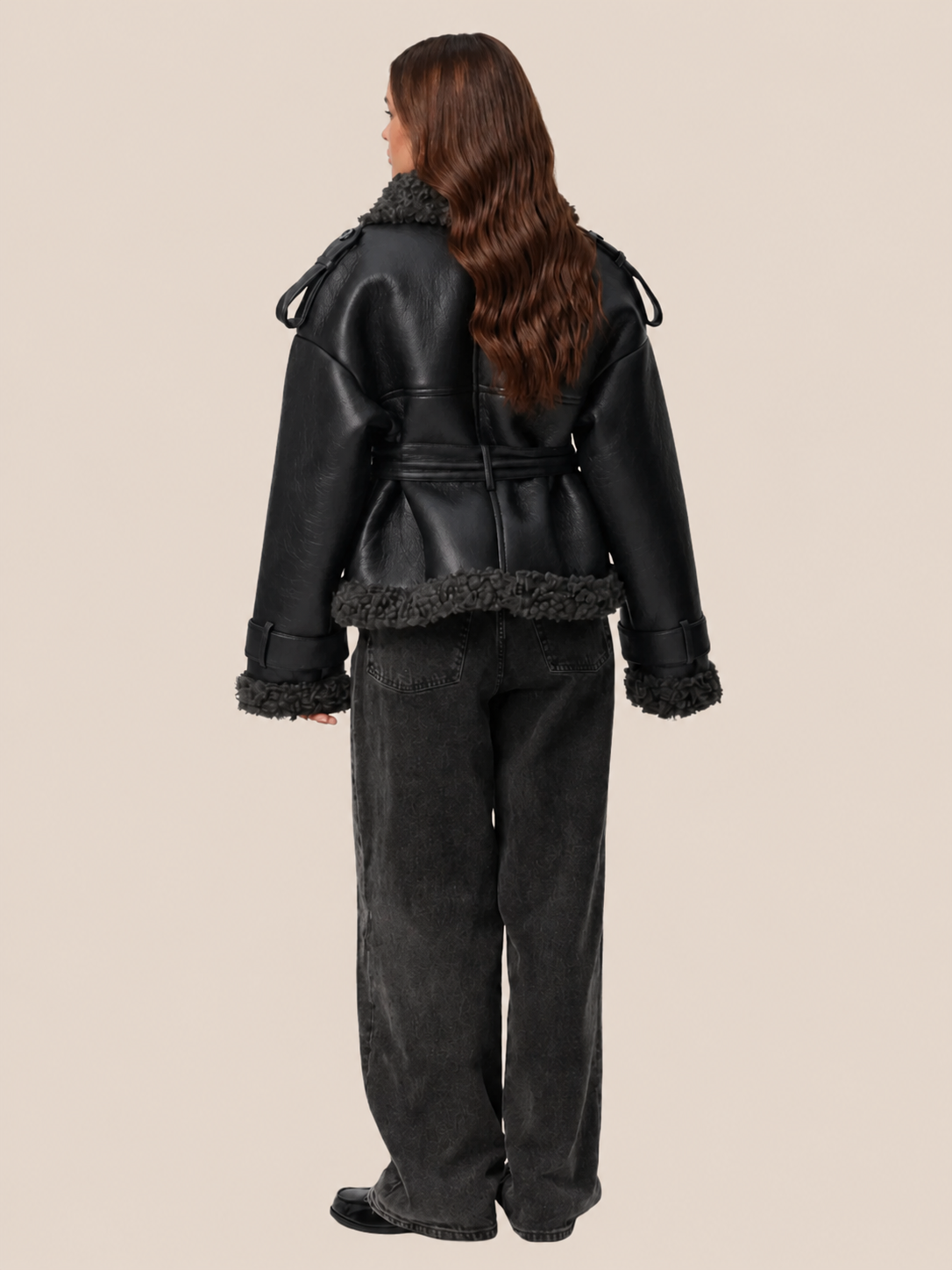 cropped shearling jacket