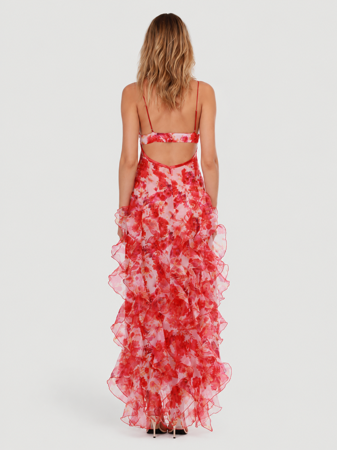 floral ruffle maxi dress