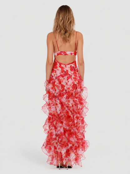 floral ruffle maxi dress