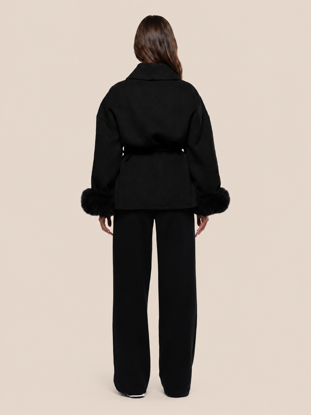 fur cuff wool coat