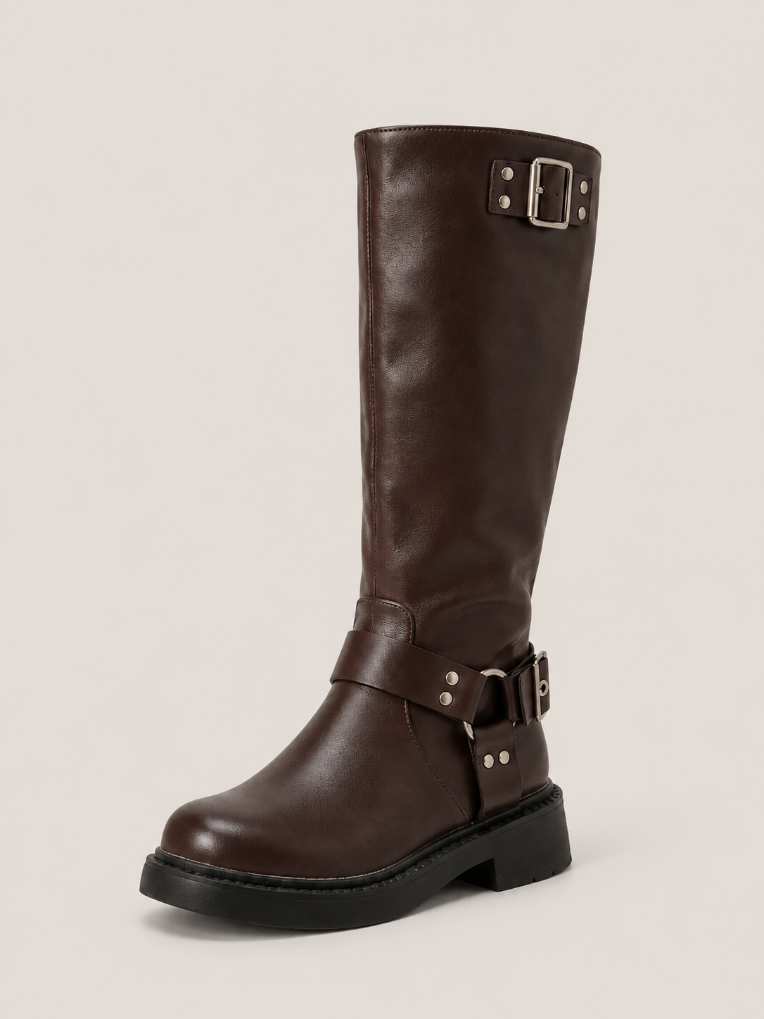 knee high buckle boots