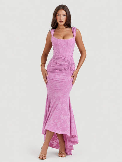 lace corset maxi dress