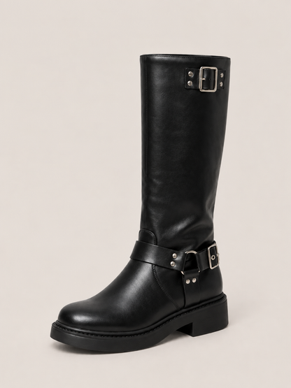 leather biker boots women