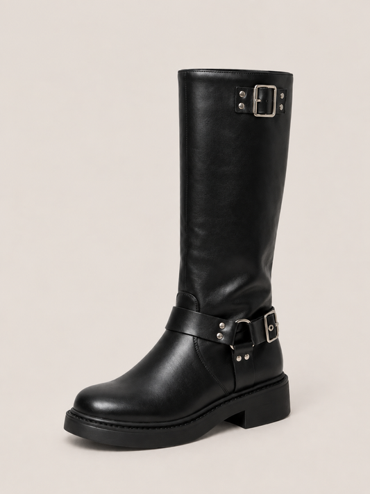 leather biker boots women