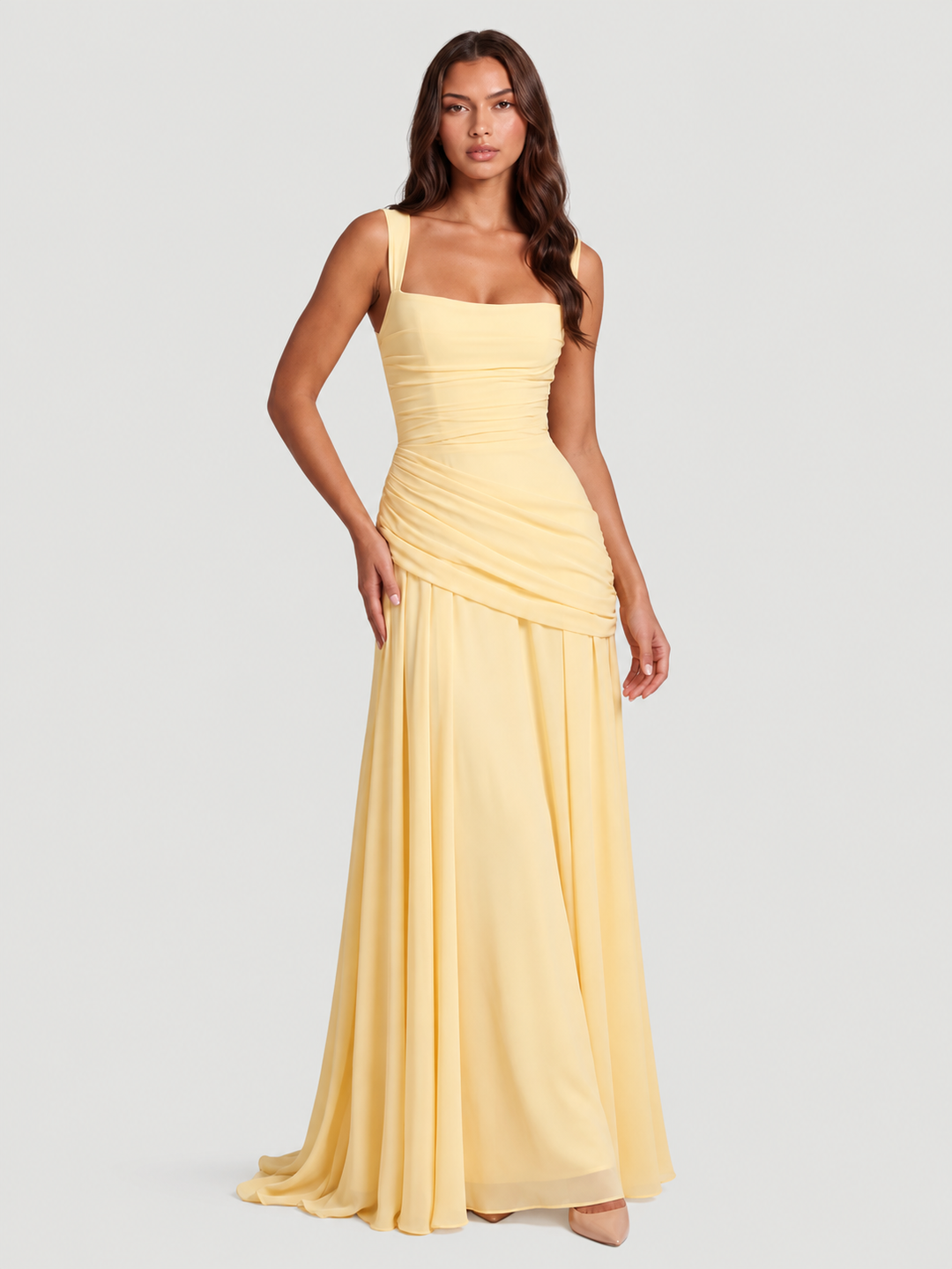 ruched waist evening dress