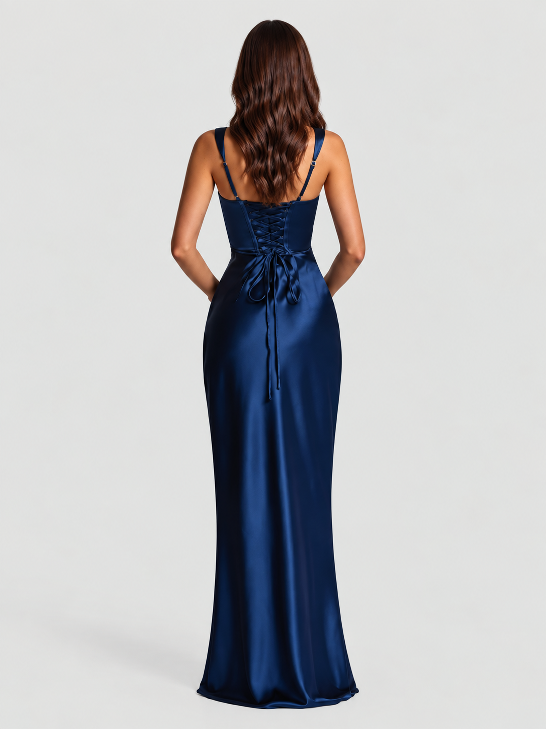wide strap evening dress